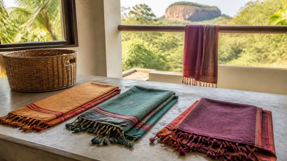 Sarong Laundry in Sigiriya: Color, Fringe, and Drying