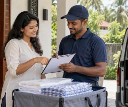 Laundry Collection Handoff: Item Count, Finish, and Receipt