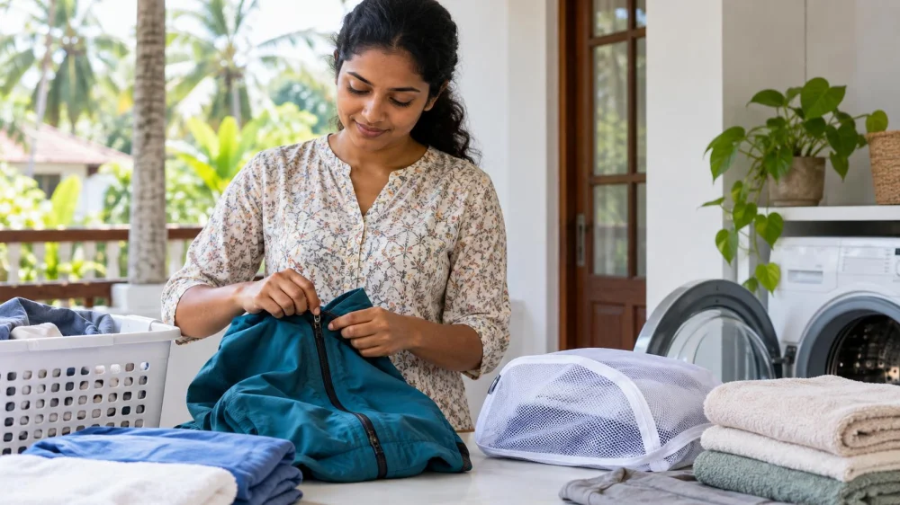 Zippered Garment Laundry Prep: Close, Turn, and Protect
