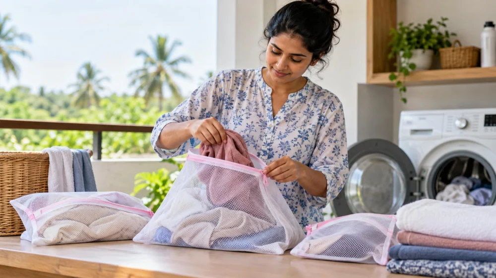 Laundry Mesh Bag Use: Garment, Zip, Load, and Drying