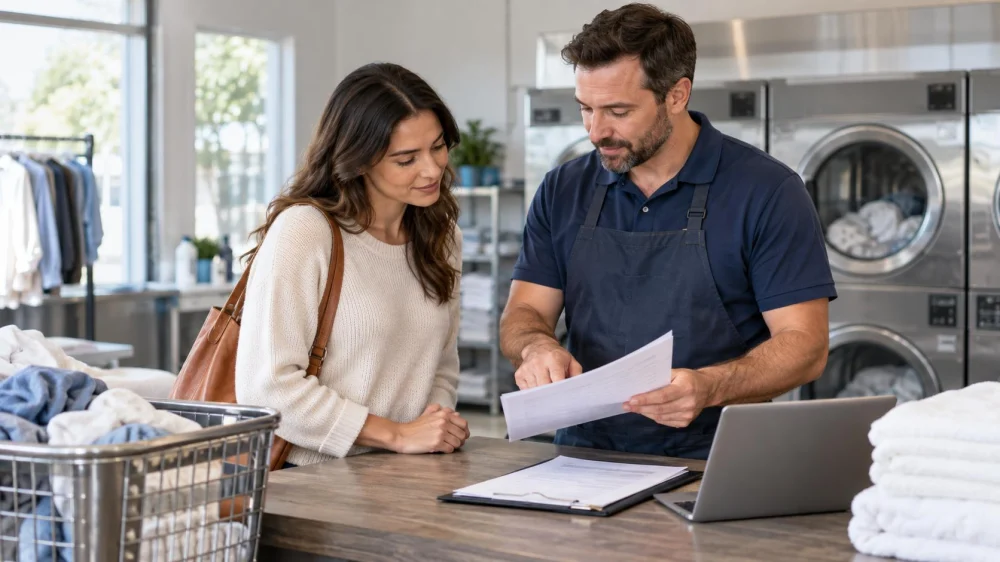 Laundry Service Invoice Review: Scope, Parts, Tax, and Balance