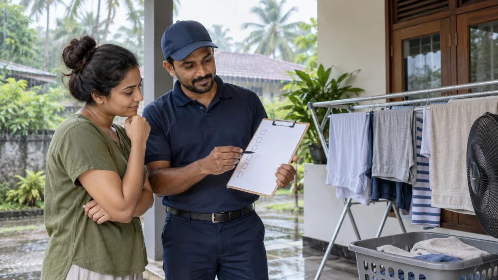 Laundry Rainy-Season Drying: Airflow, Odour, and Collection